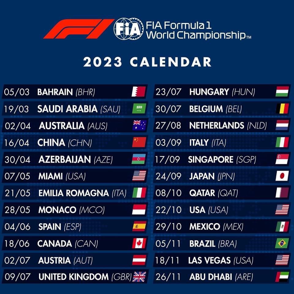 2023 Formula 1 calendar